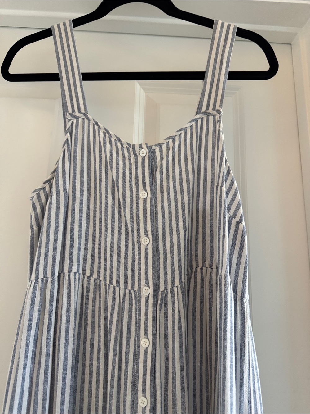 Madewell Blue and White Striped Button-Front Midi Dress - Picture 2 of 5